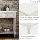 Supfirm TREXM Daisy Series Console Table Traditional Design with Two Drawers and Bottom Shelf (Ivory White)