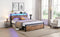 Full Size Bed Frame with Storage Headboard and 2 Drawers, LED Lights Bed with Charging Station, Metal Platform Bed No Noise, Mattress Foundation Strong Metal Slats Support No Box Spring Needed - Supfirm