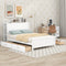 Full Size Platform Bed with Drawers and Storage Shelves, White - Supfirm