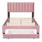 Full Size Storage Bed Velvet Upholstered Platform Bed with a Big Drawer - Pink - Supfirm