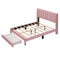 Full Size Storage Bed Velvet Upholstered Platform Bed with a Big Drawer - Pink - Supfirm