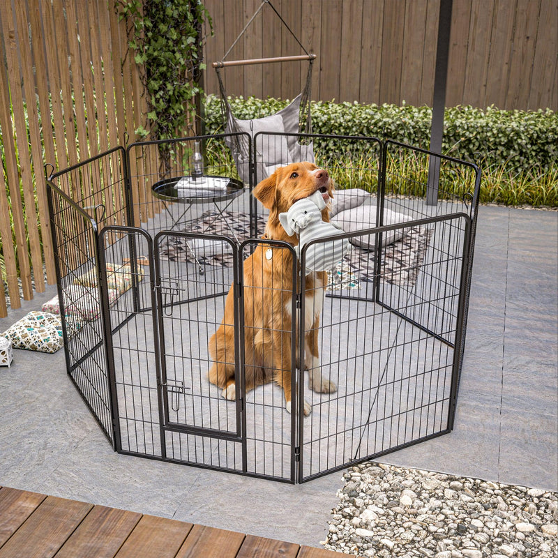 Heavy Duty Dog Pens Outdoor Dog Fence Dog Playpen for Large Dogs, 40"Dog Kennel Outdoor Pet Playpen with Doors 8 Panels Metal Exercise Pens Puppy Playpen Temporary Camping Fence for the Yard - Supfirm