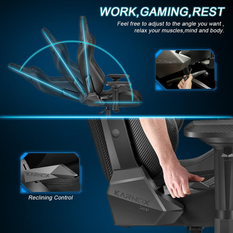 KARNOX Ergonomic Gaming Chair,Adjustable Office Computer Chair with Lumbar Support ,Tall Back Swivel Chair with Headrest and Armrest,Comfortable Reclining Video Desk Chair with Suede Padded Sea - Supfirm