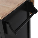 Kitchen Cart with Rubber wood Drop-Leaf Countertop, Concealed sliding barn door adjustable height,Kitchen Island on 4 Wheels with Storage Cabinet and 2 Drawers,L52.2xW30.5xH36.6 inch, Black - Supfirm