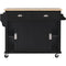 Kitchen Cart with Rubber wood Drop-Leaf Countertop, Concealed sliding barn door adjustable height,Kitchen Island on 4 Wheels with Storage Cabinet and 2 Drawers,L52.2xW30.5xH36.6 inch, Black - Supfirm