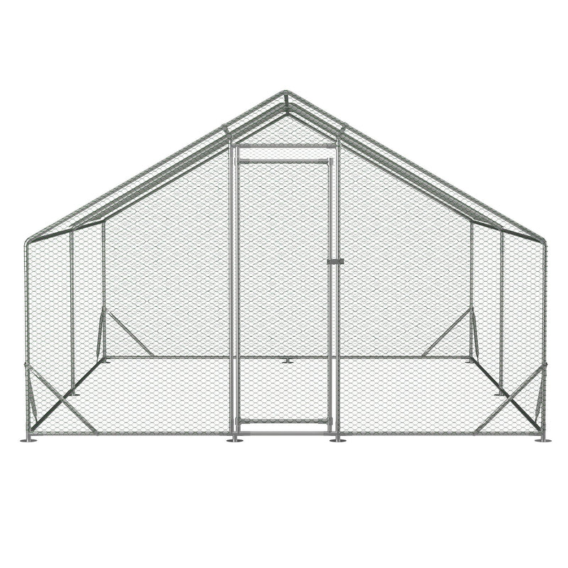 Large Metal Chicken Coop, Walk-in Chicken Run,Galvanized Wire Poultry Chicken Hen Pen Cage, Rabbits Duck Cages with Waterproof and Anti-Ultraviolet Cover for Outside(10' L x 13 W x 6.56' H) - Supfirm