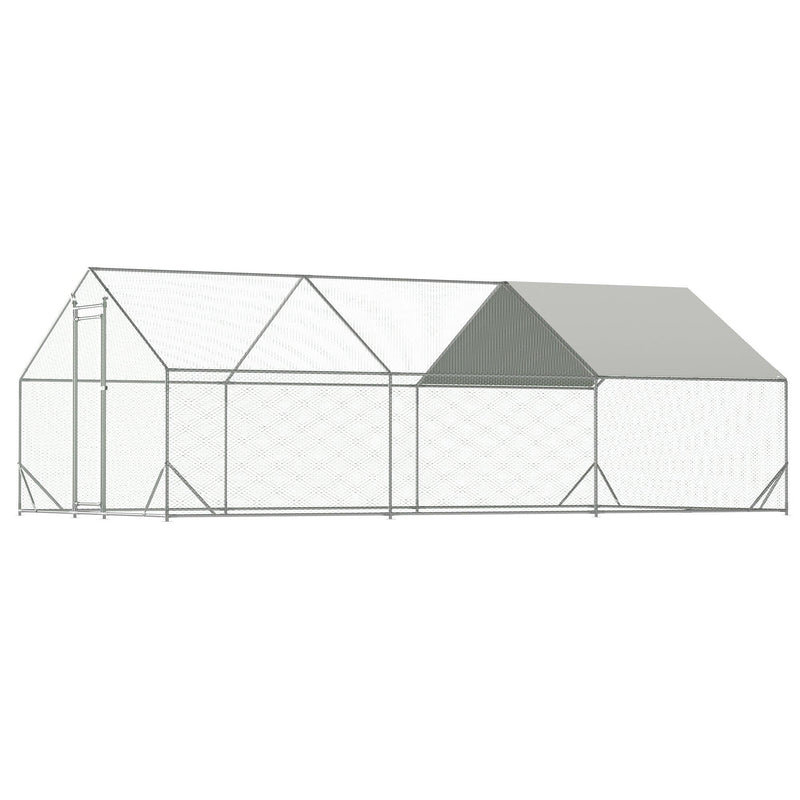 Large Metal Chicken Coop, Walk-in Chicken Run,Galvanized Wire Poultry Chicken Hen Pen Cage, Rabbits Duck Cages with Waterproof and Anti-Ultraviolet Cover for Outside(10' L x 20' W x 6.56' H) - Supfirm