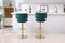 Modern Barstools Bar Height, Swivel Velvet Bar Stool Counter Height Bar Chairs Seat Adjustable Tufted Stool with Back& Footrest for Home Bar Kitchen Island Chair (Emerald, Set of 2) - Supfirm