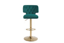 Modern Barstools Bar Height, Swivel Velvet Bar Stool Counter Height Bar Chairs Seat Adjustable Tufted Stool with Back& Footrest for Home Bar Kitchen Island Chair (Emerald, Set of 2) - Supfirm