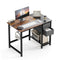 Modern Simple Style Home Office Writing Desk with 2-Tier Drawers Storage,Black Rustic,47IN - Supfirm