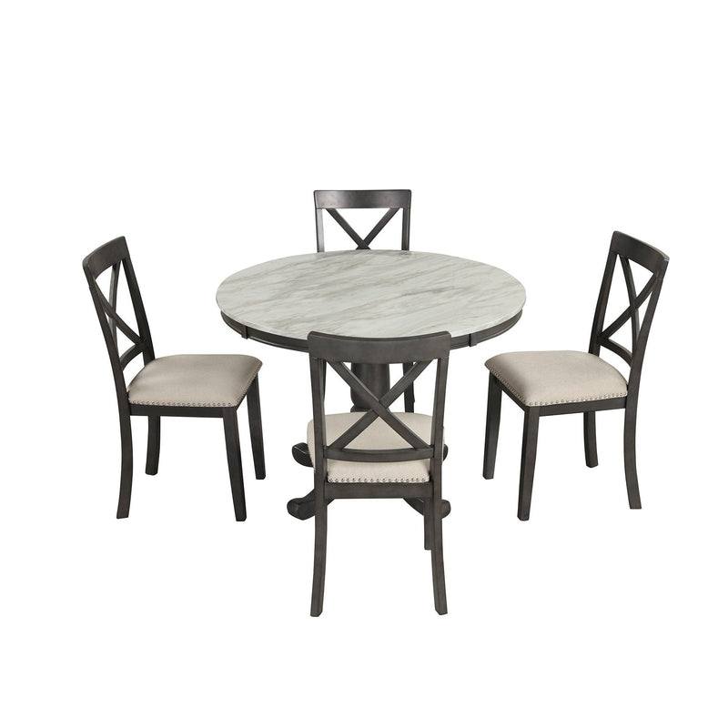 Orisfur. 5 Pieces Dining Table and Chairs Set for 4 Persons, Kitchen Room Solid Wood Table with 4 Chairs - Supfirm