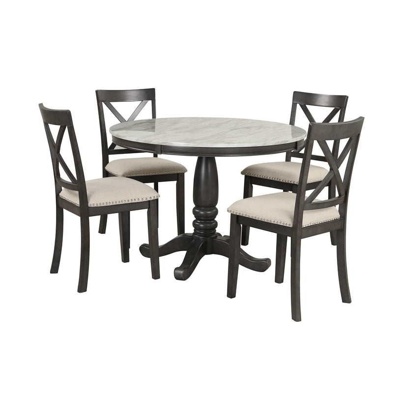 Orisfur. 5 Pieces Dining Table and Chairs Set for 4 Persons, Kitchen Room Solid Wood Table with 4 Chairs - Supfirm