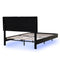 Queen Size Floating Bed Frame with LED Lights and USB Charging,Modern Upholstered Platform LED Bed Frame,Black - Supfirm