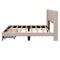 Queen Size Storage Bed Velvet Upholstered Platform Bed with a Big Drawer - Beige - Supfirm