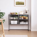 Retro Style Fluted Glass Sideboard Storage Cabinet Simple Modern Console Table Detachable Wide Shelves Enclosed Dust-Free Storage Bottom Space for Living Room Bathroom Dining Room,Gray - Supfirm