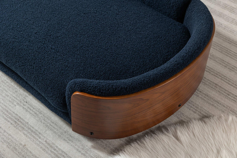 Scandinavian style Elevated Dog Bed Pet Sofa With Solid Wood legs and Walnut Bent Wood Back, Cashmere Cushion,Large Size - Supfirm