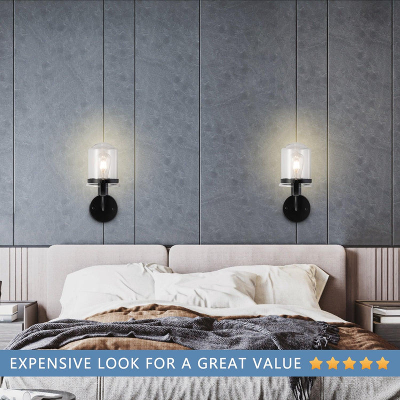 1-Light Wall Lamp with Clear Glass Shade, Modern Wall Sconce, Industrial Indoor Wall Light Fixture for Bathroom Living Room Bedroom Over Kitchen Sink, E26 Socket, Bulbs Not Included - Supfirm