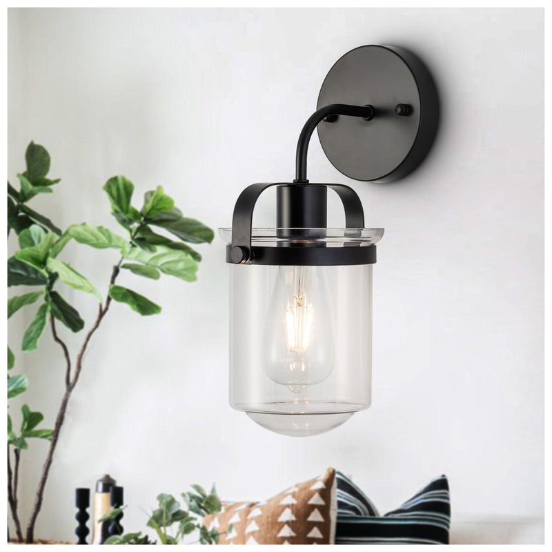 1-Light Wall Lamp with Clear Glass Shade, Modern Wall Sconce, Industrial Indoor Wall Light Fixture for Bathroom Living Room Bedroom Over Kitchen Sink, E26 Socket, Bulbs Not Included - Supfirm