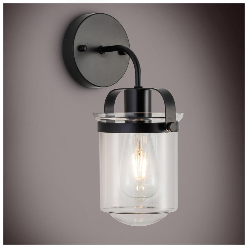 1-Light Wall Lamp with Clear Glass Shade, Modern Wall Sconce, Industrial Indoor Wall Light Fixture for Bathroom Living Room Bedroom Over Kitchen Sink, E26 Socket, Bulbs Not Included - Supfirm