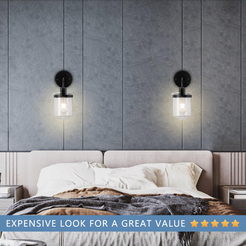 1-Light Wall Lamp with Clear Glass Shade, Modern Wall Sconce, Industrial Indoor Wall Light Fixture for Bathroom Living Room Bedroom Over Kitchen Sink, E26 Socket, Bulbs Not Included - Supfirm