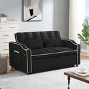 1 versatile foldable sofa bed in 3 lengths, modern sofa sofa sofa velvet pull-out bed, adjustable back and with USB port and ashtray and swivel phone stand (black) - Supfirm