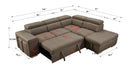 105" Sectional Sofa with Adjustable Headrest ,Sleeper Sectional Pull Out Couch Bed with Storage Ottoman and 2 Stools, Light Brown - Supfirm