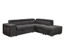 105" Sectional Sofa with Adjustable Headrest ,Sleeper Sectional Pull Out Couch Bed with Storage Ottoman and 2 Stools,Charcoal Grey - Supfirm