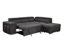 105" Sectional Sofa with Adjustable Headrest ,Sleeper Sectional Pull Out Couch Bed with Storage Ottoman and 2 Stools,Charcoal Grey - Supfirm