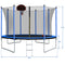 10FT Trampoline with Basketball Hoop Inflator and Ladder(Inner Safety Enclosure) Blue - Supfirm