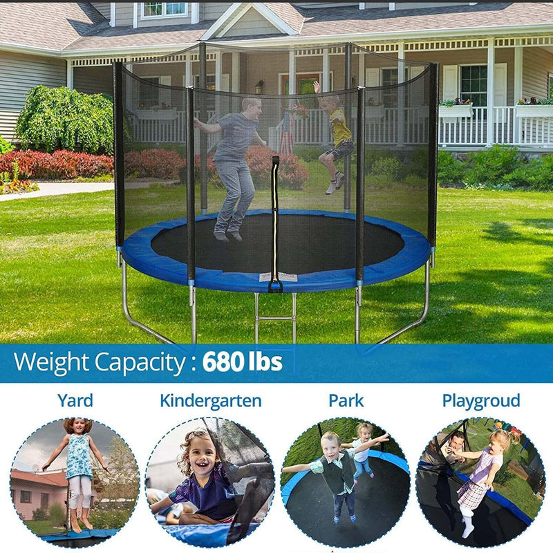 10ft Trampoline with Safe Enclosure, Outdoor Fitness Trampoline for Kids and Adults - Supfirm