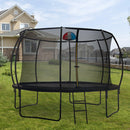 12FT Trampoline with backboard , Outdoor Pumpkin Trampoline for Kids and Adults with Enclosure Net and Ladder - Supfirm