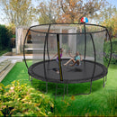 12FT Trampoline with backboard , Outdoor Pumpkin Trampoline for Kids and Adults with Enclosure Net and Ladder - Supfirm