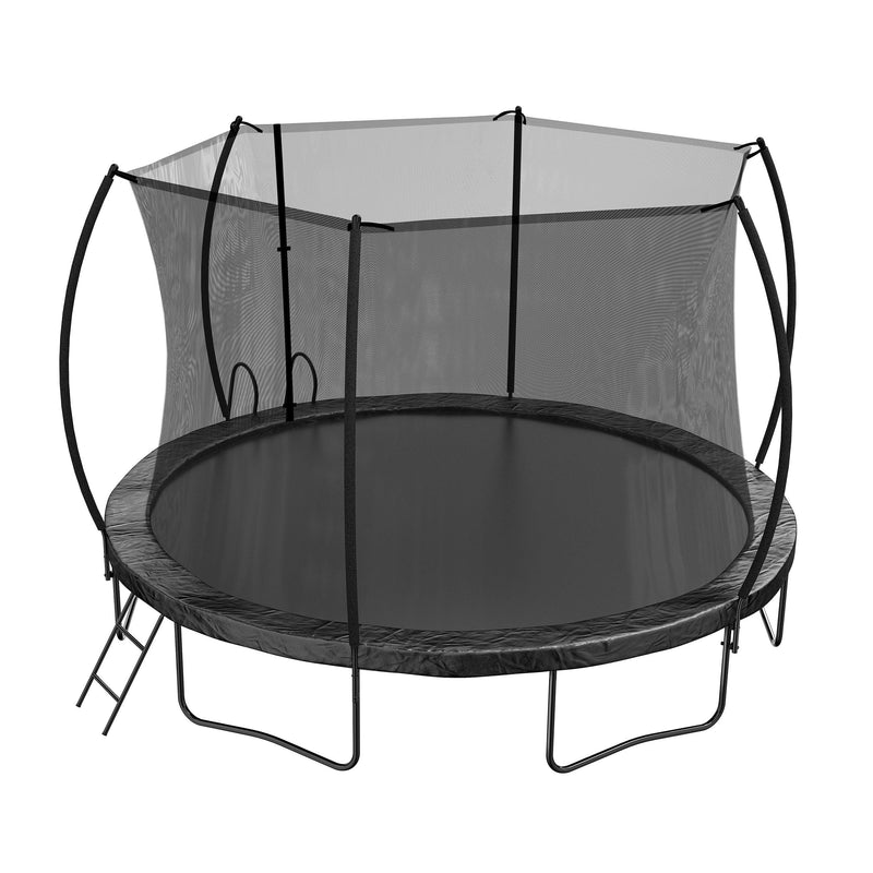 12FT Trampoline with Slide , Outdoor Pumpkin Trampoline for Kids and Adults with Enclosure Net and Ladder - Supfirm