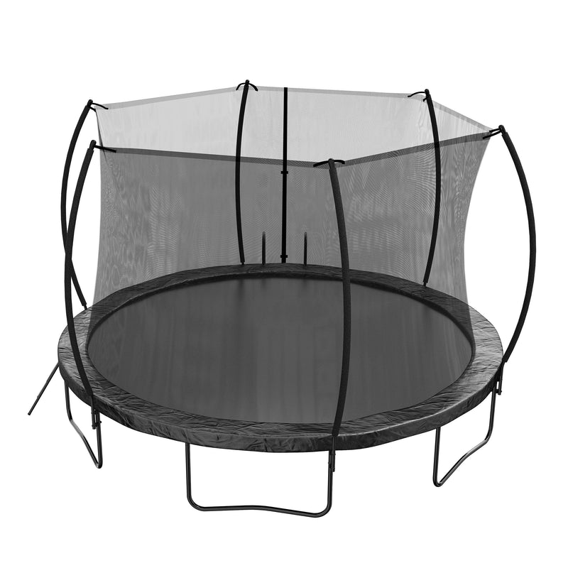 12FT Trampoline with Slide , Outdoor Pumpkin Trampoline for Kids and Adults with Enclosure Net and Ladder - Supfirm