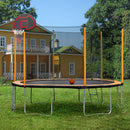 15FT Trampoline with Basketball Hoop Inflator and Ladder(Inner Safety Enclosure) Orange - Supfirm