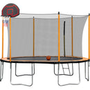 15FT Trampoline with Basketball Hoop Inflator and Ladder(Inner Safety Enclosure) Orange - Supfirm