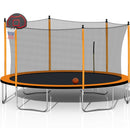 15FT Trampoline with Basketball Hoop Inflator and Ladder(Inner Safety Enclosure) Orange - Supfirm