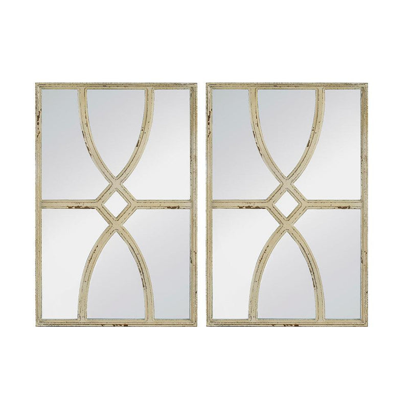 Supfirm 16" x 23" Rectangular Wooden Wall Mirrors with Distressed White Frame, Vertical or Horizontal, Home Decor for Living Room, Set of 2 - Supfirm