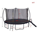 16FT Trampoline with Slide , Outdoor Pumpkin Trampoline for Kids and Adults with Enclosure Net and Ladder - Supfirm