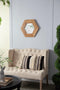 18.5" x 18.5" Hexagon Mirror with Natural Wood Frame, Wall Decor for Living Room Bathroom Hallway, - Supfirm