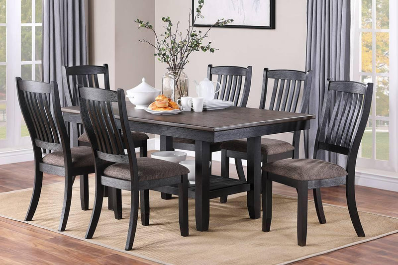 1pc Dining Table Dark Coffee Finish Kitchen Breakfast Dining Room Furniture Table w Storage Shelve Rubber wood - Supfirm