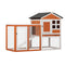 2-Story Wooden Rabbit Hutch Bunny Cage, Chicken Coop, Pet House for Small Animals, Orange + White - Supfirm