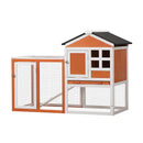 2-Story Wooden Rabbit Hutch Bunny Cage, Chicken Coop, Pet House for Small Animals, Orange + White - Supfirm