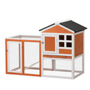 2-Story Wooden Rabbit Hutch Bunny Cage, Chicken Coop, Pet House for Small Animals, Orange + White - Supfirm