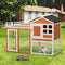 2-Story Wooden Rabbit Hutch Bunny Cage, Chicken Coop, Pet House for Small Animals, Orange + White - Supfirm