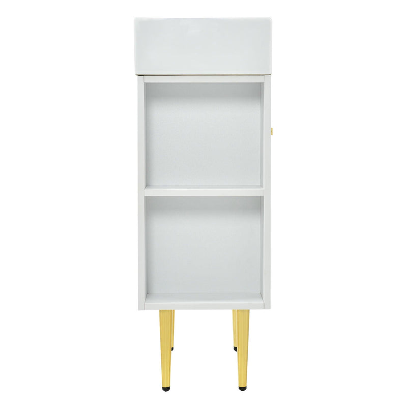 Supfirm 21.6" white Bathroom vanity, Combo Cabinet, Bathroom Storage Cabinet, Single Ceramic Sink, Left side storage - Supfirm