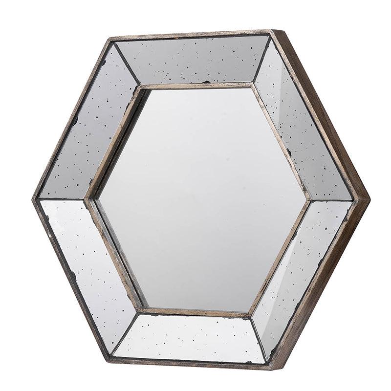 21" x 18" Hexagon Wall Mirror with Traditional Silver Finish, Home Decor Accent Mirror for Living Room, Entryway, Bedroom - Supfirm