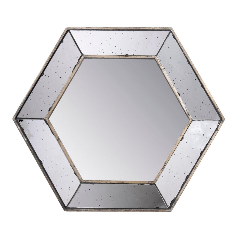 21" x 18" Hexagon Wall Mirror with Traditional Silver Finish, Home Decor Accent Mirror for Living Room, Entryway, Bedroom - Supfirm