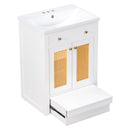 Supfirm 24" Bathroom vanity with Single Sink, White Combo Cabinet Undermount Sink, Bathroom Storage Cabinet, Solid Wood Frame, Pull-out footrest - Supfirm