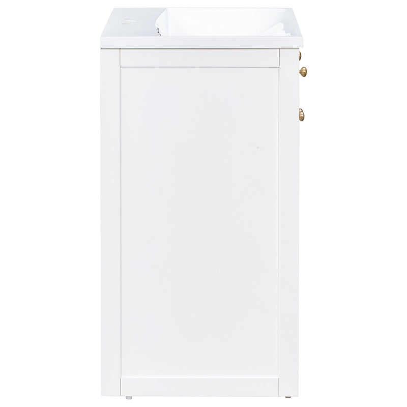 Supfirm 24" Bathroom vanity with Single Sink, White Combo Cabinet Undermount Sink, Bathroom Storage Cabinet, Solid Wood Frame, Pull-out footrest - Supfirm